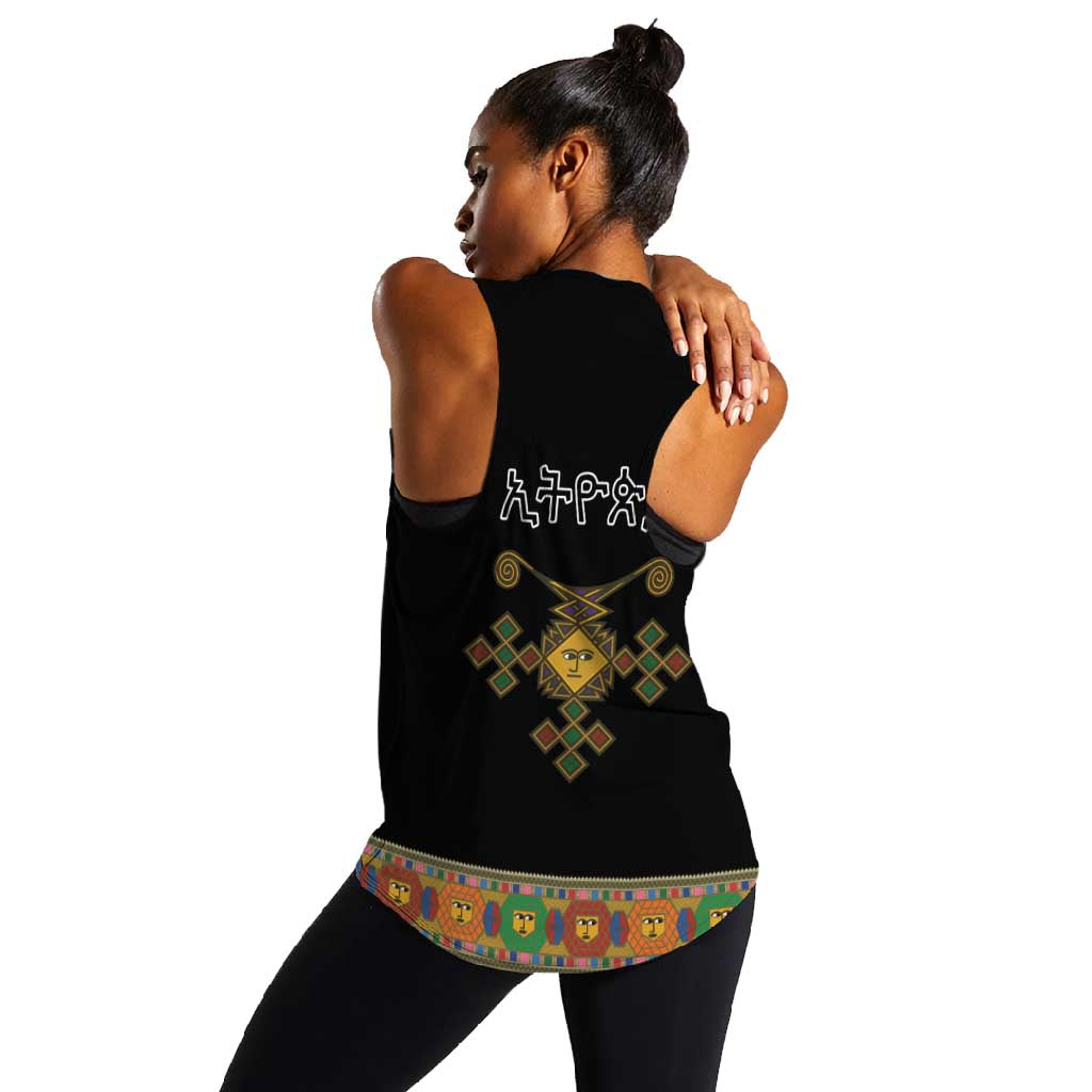 Ethiopia Saba Kemis Habesha Style Women Racerback Tank Black Color