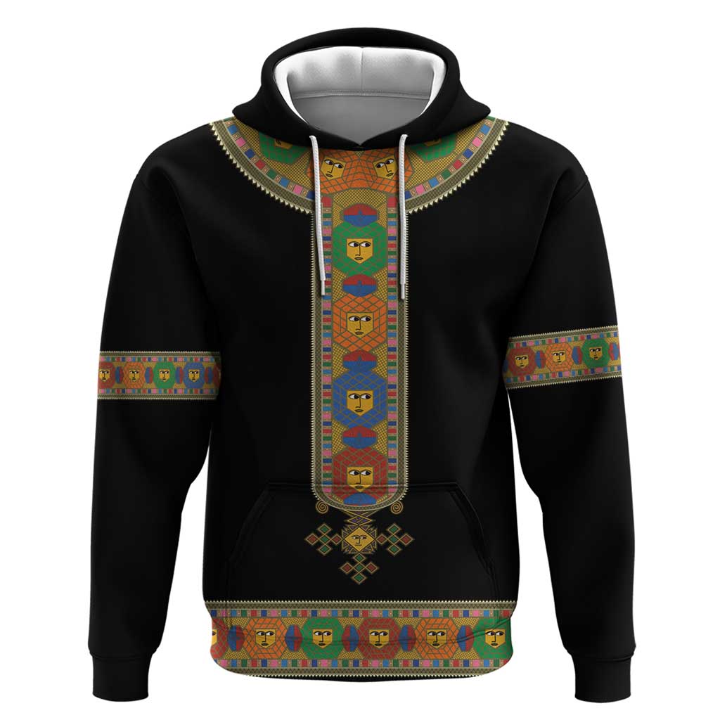 Ethiopia Saba Kemis Habesha Style Zip Hoodie Black Color