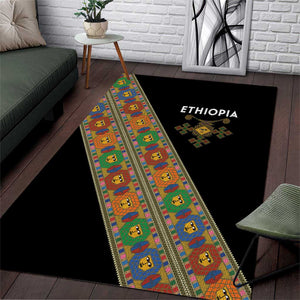 Ethiopia Saba Kemis Sash Style Area Rug Black Color