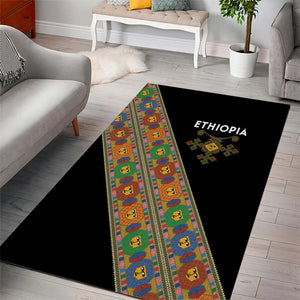 Ethiopia Saba Kemis Sash Style Area Rug Black Color