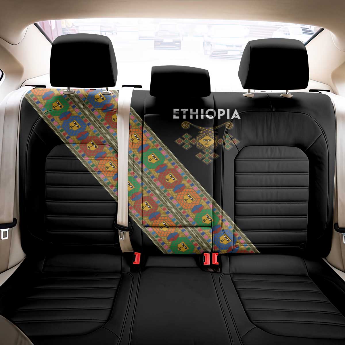 Ethiopia Saba Kemis Sash Style Back Car Seat Cover Black Color