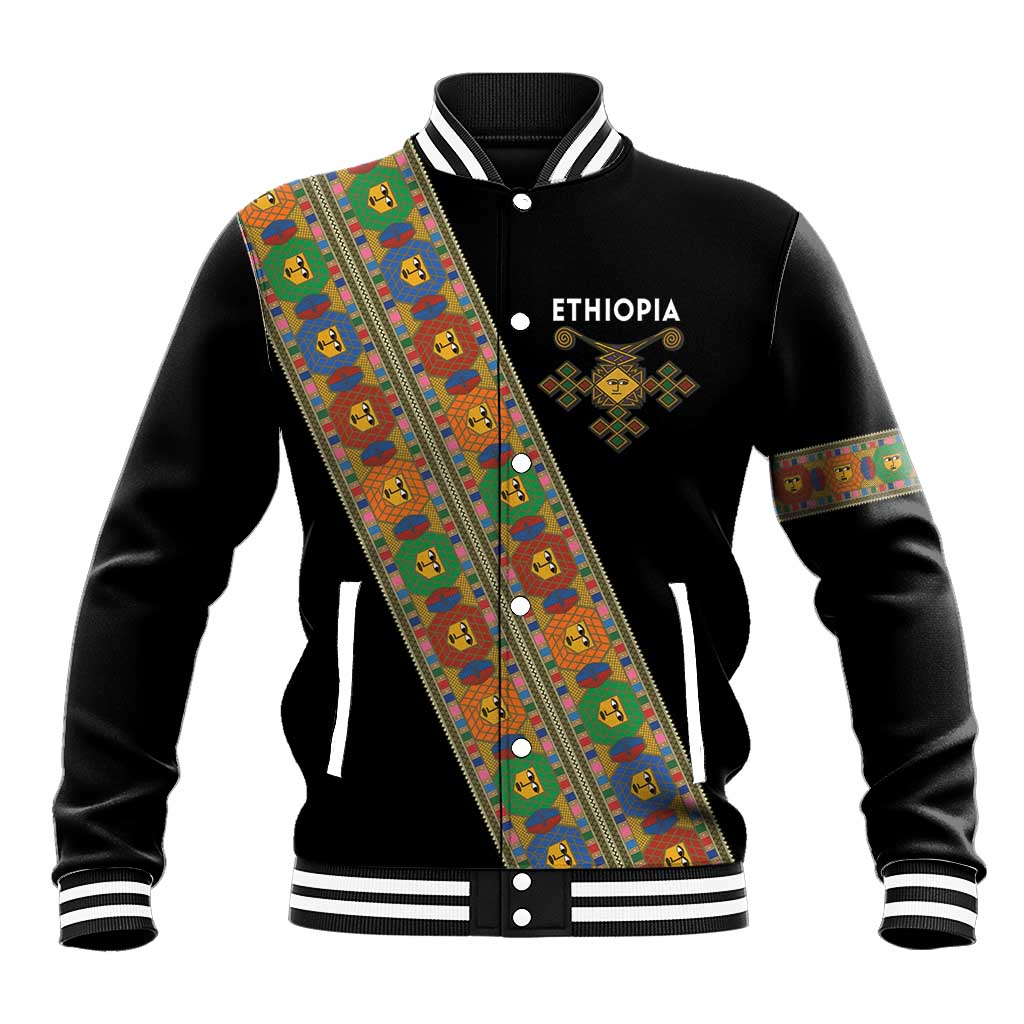 Ethiopia Saba Kemis Sash Style Baseball Jacket Black Color