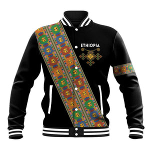 Ethiopia Saba Kemis Sash Style Baseball Jacket Black Color