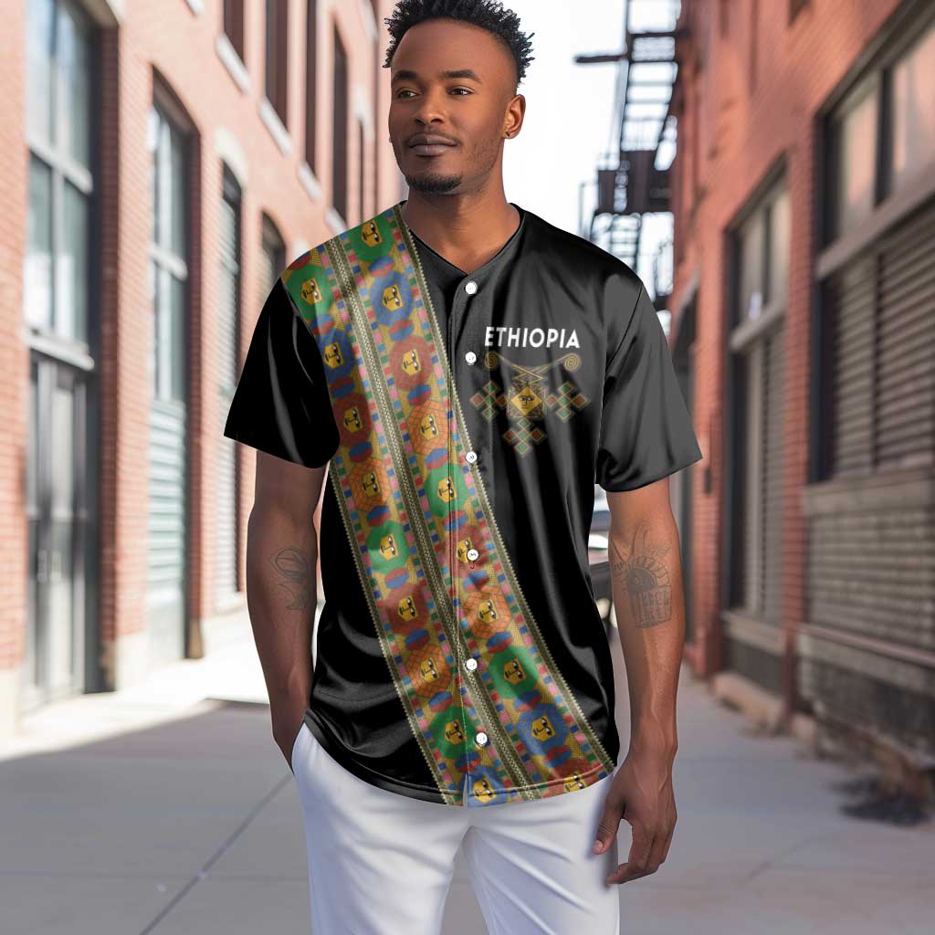 Ethiopia Saba Kemis Sash Style Baseball Jersey Black Color