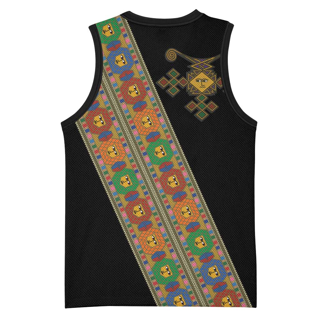 Ethiopia Saba Kemis Sash Style Basketball Jersey Black Color - African Pride