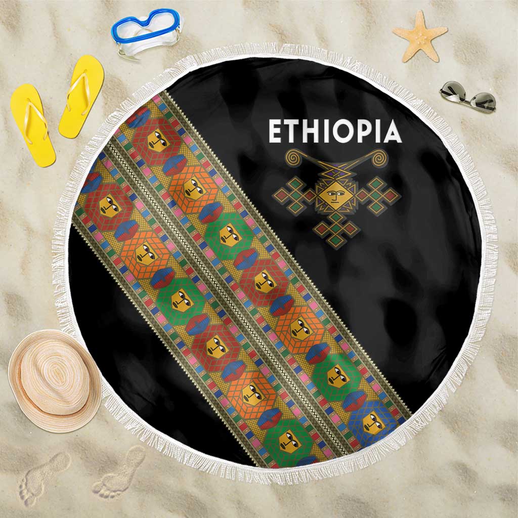 Ethiopia Saba Kemis Sash Style Beach Blanket Black Color