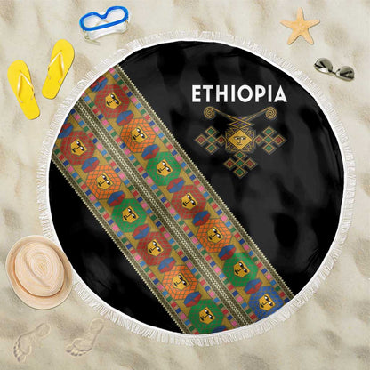 Ethiopia Saba Kemis Sash Style Beach Blanket Black Color