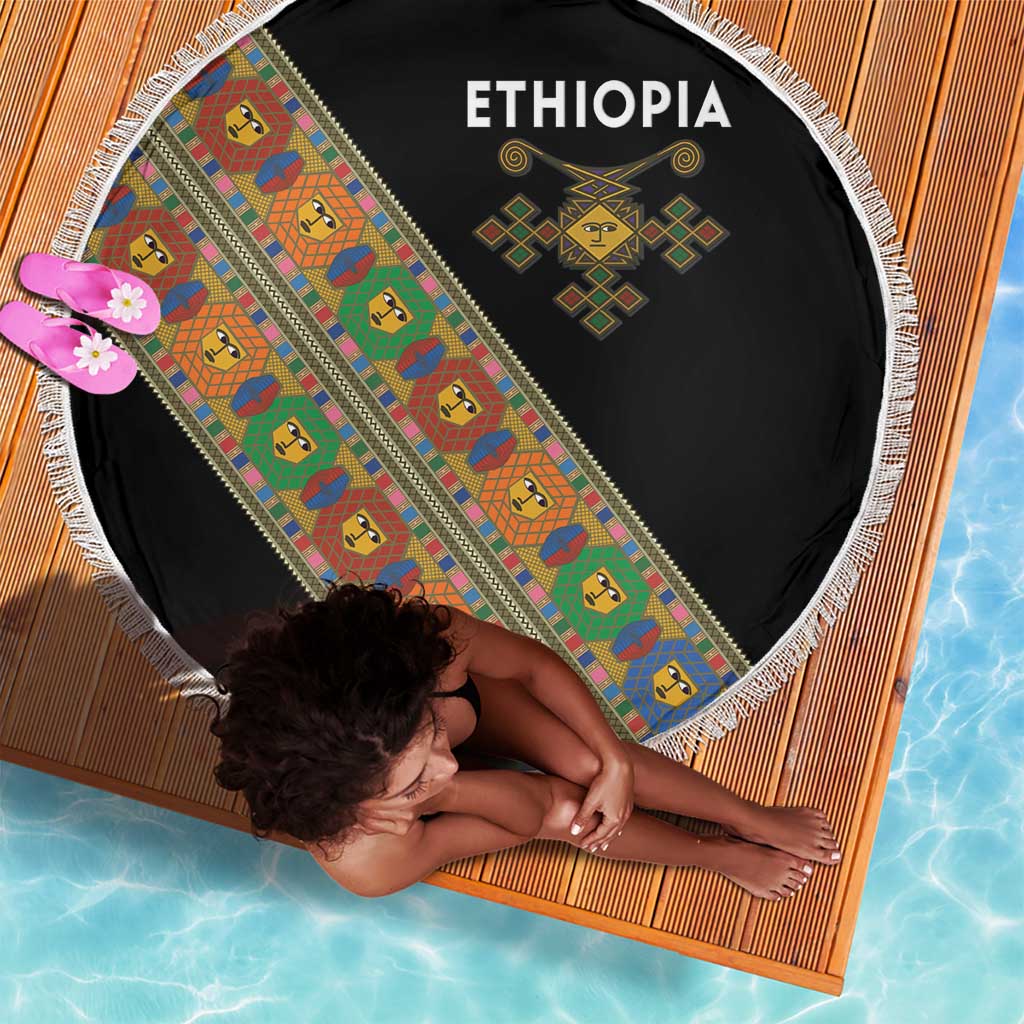 Ethiopia Saba Kemis Sash Style Beach Blanket Black Color