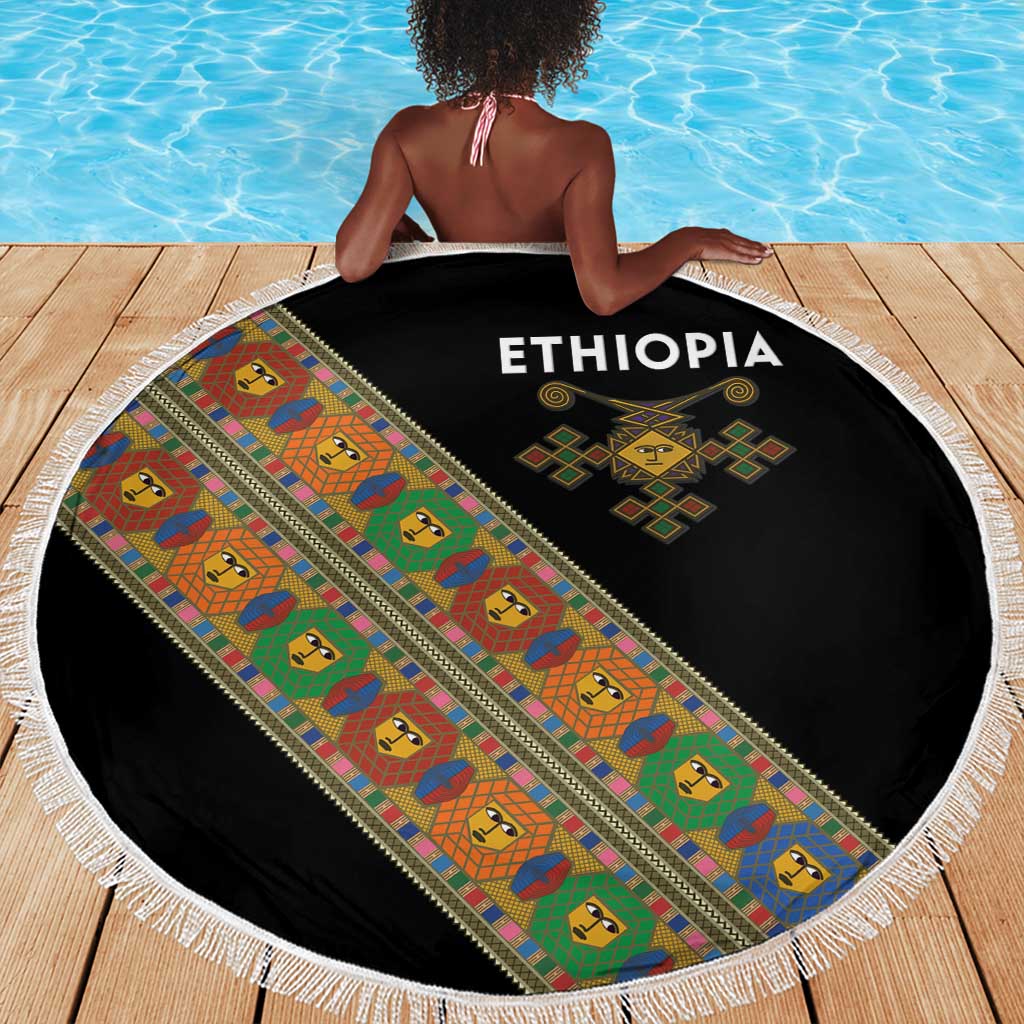 Ethiopia Saba Kemis Sash Style Beach Blanket Black Color