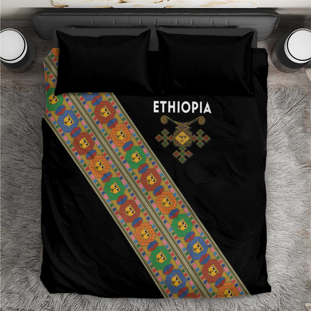 Ethiopia Saba Kemis Sash Style Bedding Set Black Color