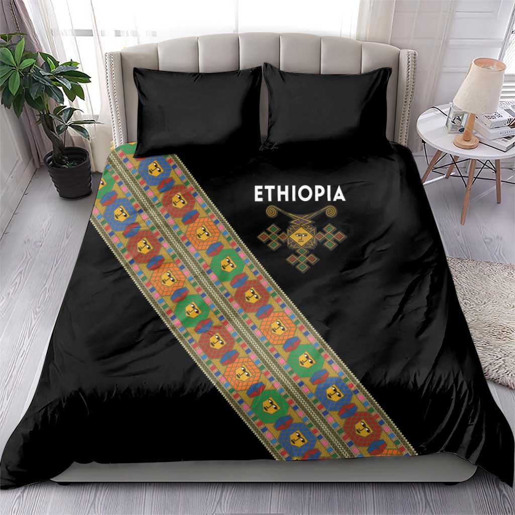 Ethiopia Saba Kemis Sash Style Bedding Set Black Color