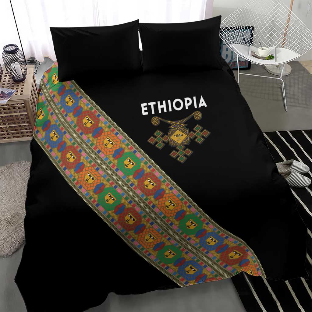 Ethiopia Saba Kemis Sash Style Bedding Set Black Color