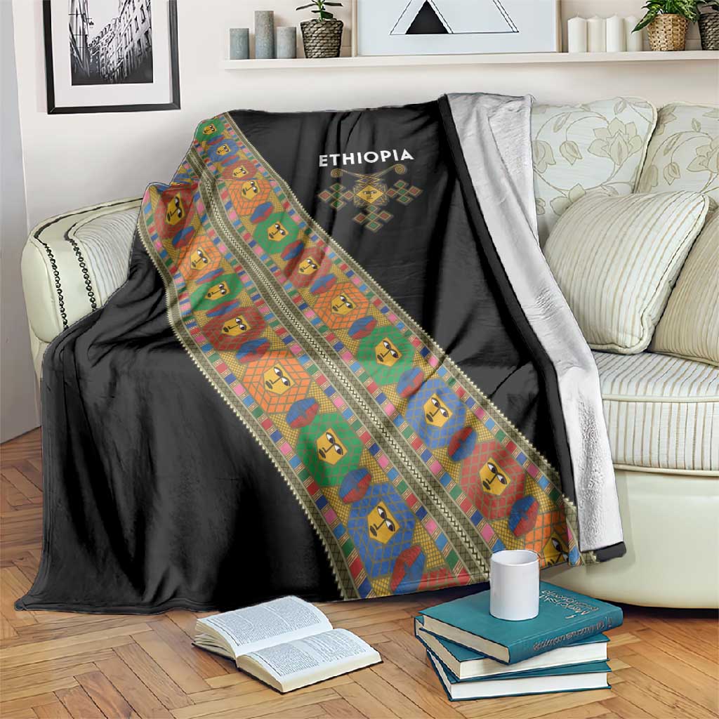 Ethiopia Saba Kemis Sash Style Blanket Black Color