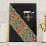 Ethiopia Saba Kemis Sash Style Canvas Wall Art Black Color