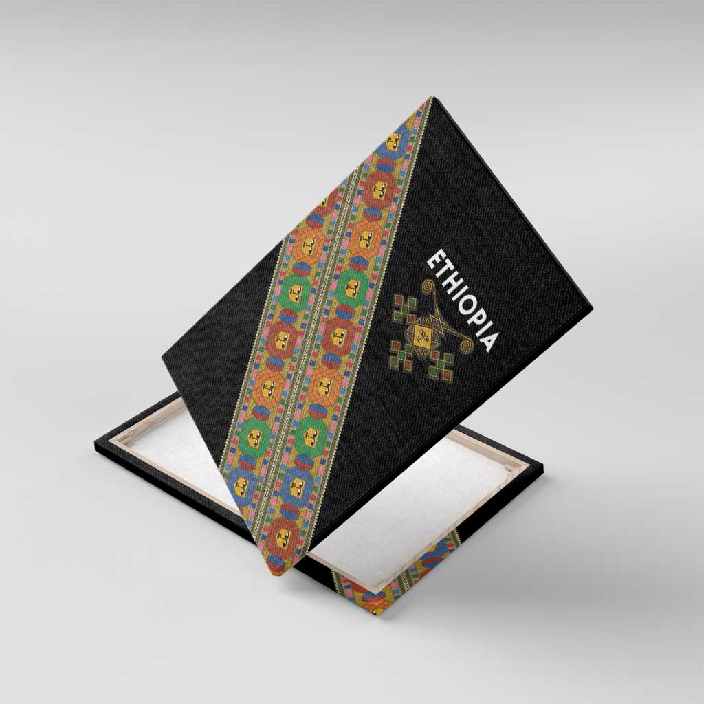 Ethiopia Saba Kemis Sash Style Canvas Wall Art Black Color