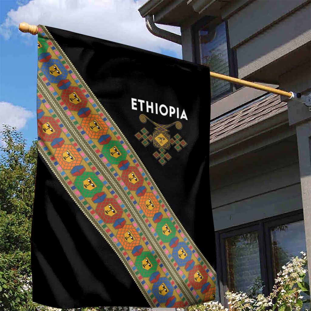 Ethiopia Saba Kemis Sash Style Garden Flag Black Color