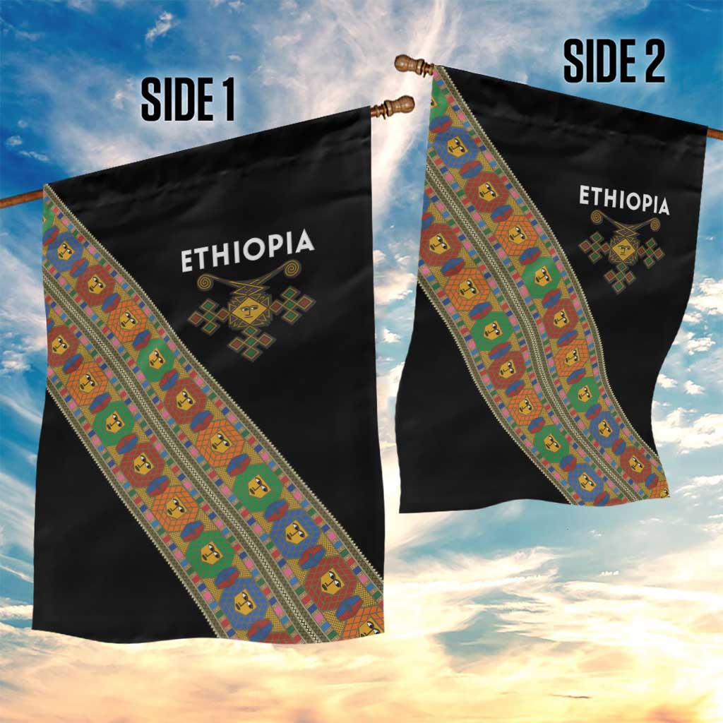 Ethiopia Saba Kemis Sash Style Garden Flag Black Color