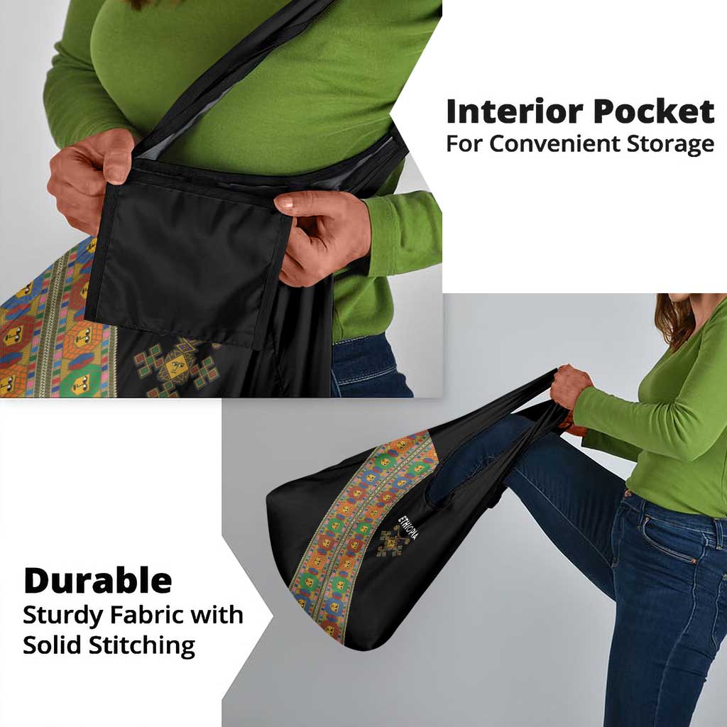 Ethiopia Saba Kemis Sash Style Grocery Bag Black Color