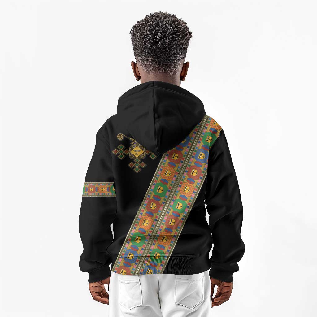 Ethiopia Saba Kemis Sash Style Kid Hoodie Black Color