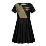 Ethiopia Saba Kemis Sash Style Kid Short Sleeve Dress Black Color