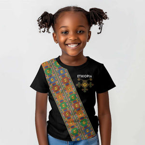 Ethiopia Saba Kemis Sash Style Kid T shirt Black Color