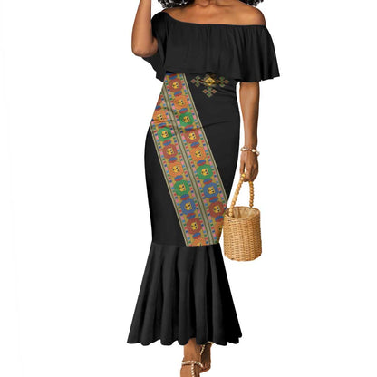 Ethiopia Saba Kemis Sash Style Mermaid Dress Black Color