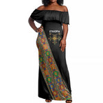 Ethiopia Saba Kemis Sash Style Off Shoulder Maxi Dress Black Color