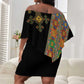 Ethiopia Saba Kemis Sash Style Off Shoulder Short Dress Black Color