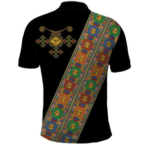 Ethiopia Saba Kemis Sash Style Polo Shirt Black Color