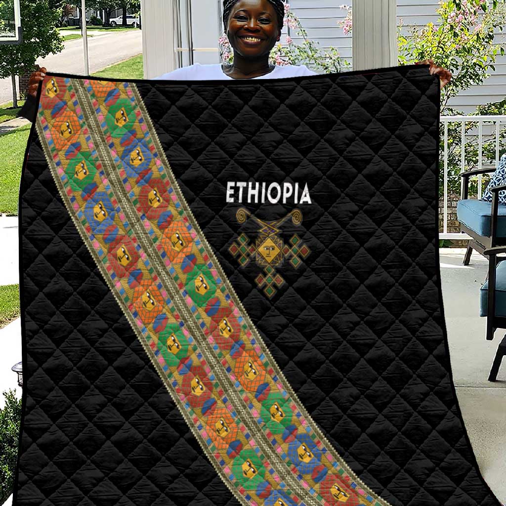 Ethiopia Saba Kemis Sash Style Quilt Black Color