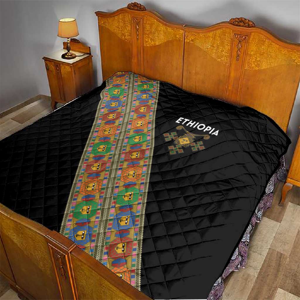 Ethiopia Saba Kemis Sash Style Quilt Black Color