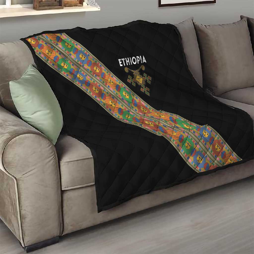 Ethiopia Saba Kemis Sash Style Quilt Black Color