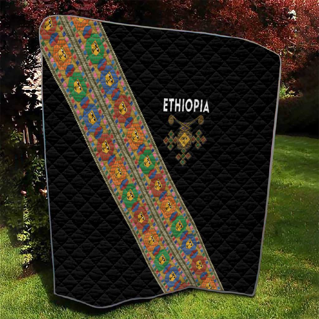 Ethiopia Saba Kemis Sash Style Quilt Black Color