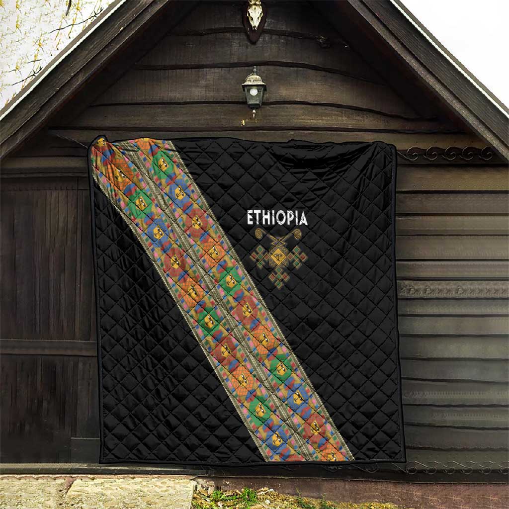 Ethiopia Saba Kemis Sash Style Quilt Black Color