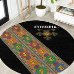 Ethiopia Saba Kemis Sash Style Round Carpet Black Color