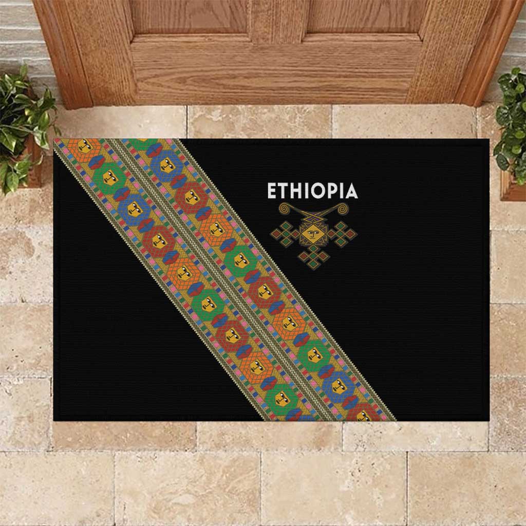 Ethiopia Saba Kemis Sash Style Rubber Doormat Black Color