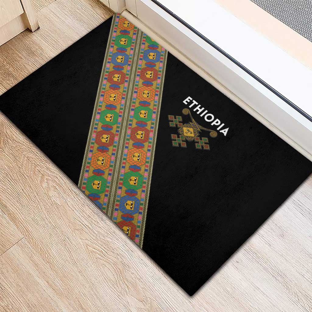 Ethiopia Saba Kemis Sash Style Rubber Doormat Black Color