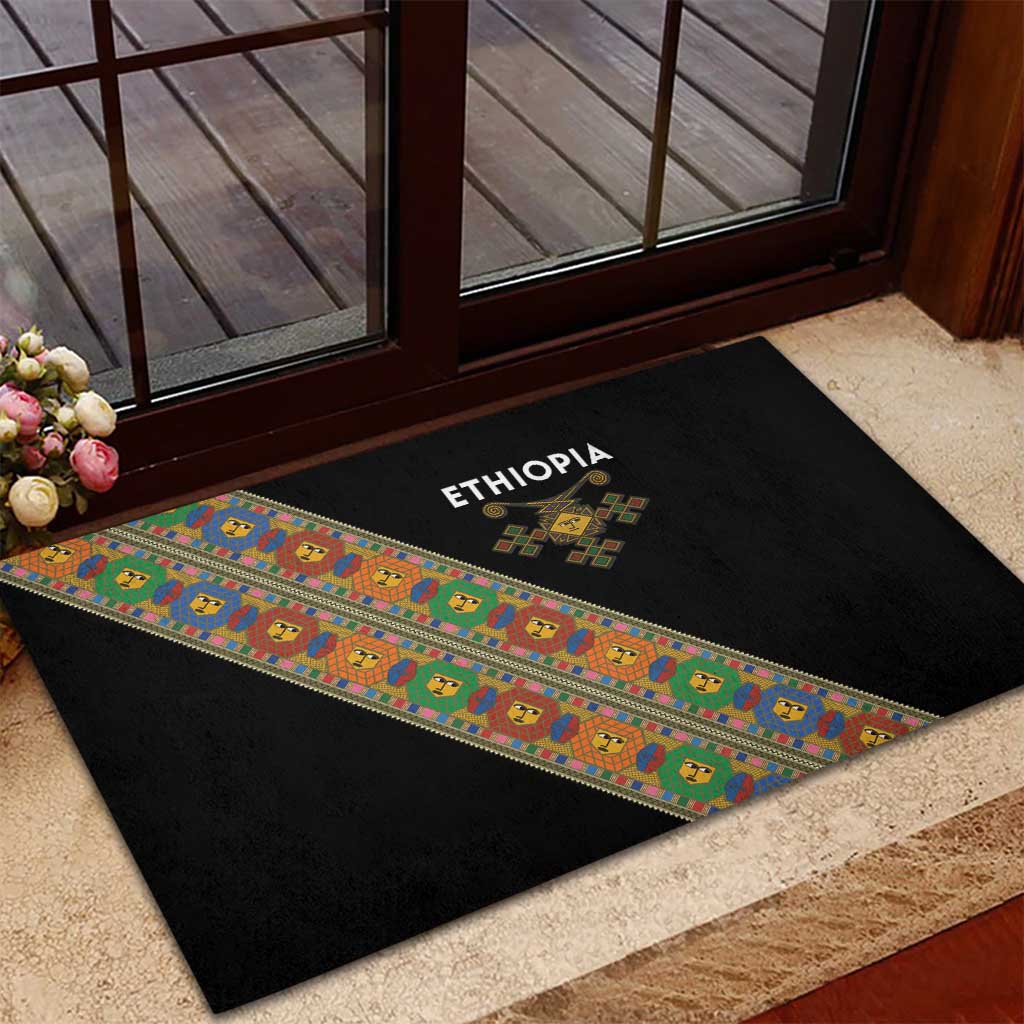 Ethiopia Saba Kemis Sash Style Rubber Doormat Black Color