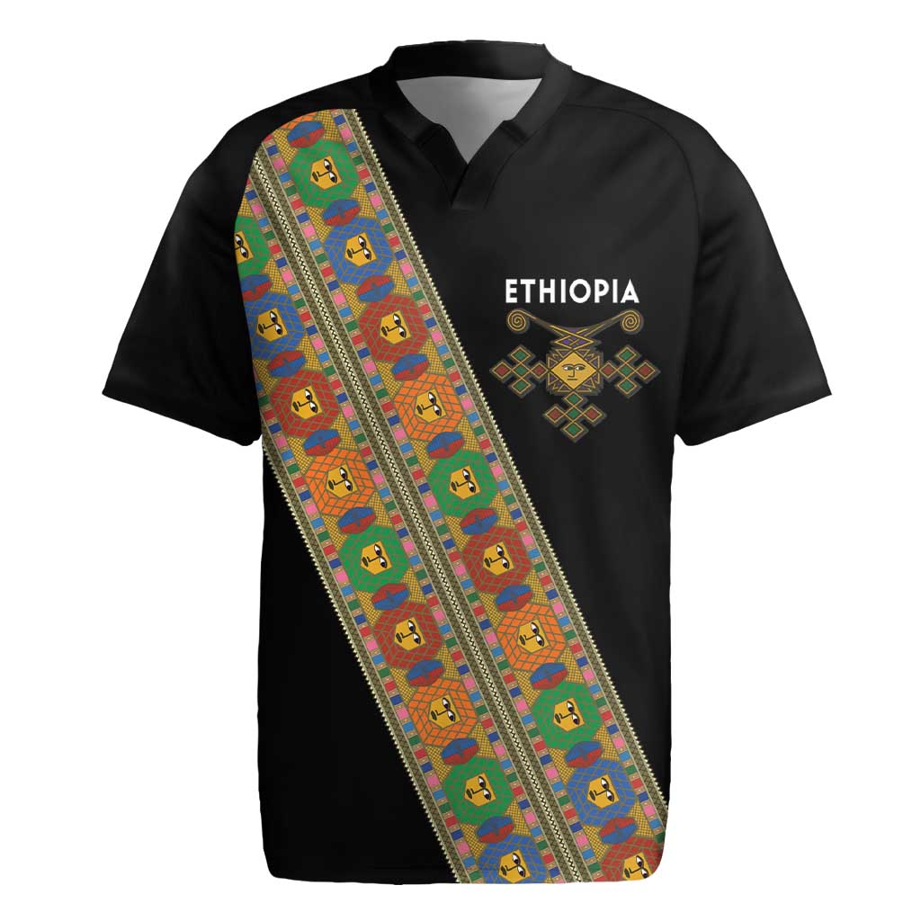 Ethiopia Saba Kemis Sash Style Rugby Jersey Black Color