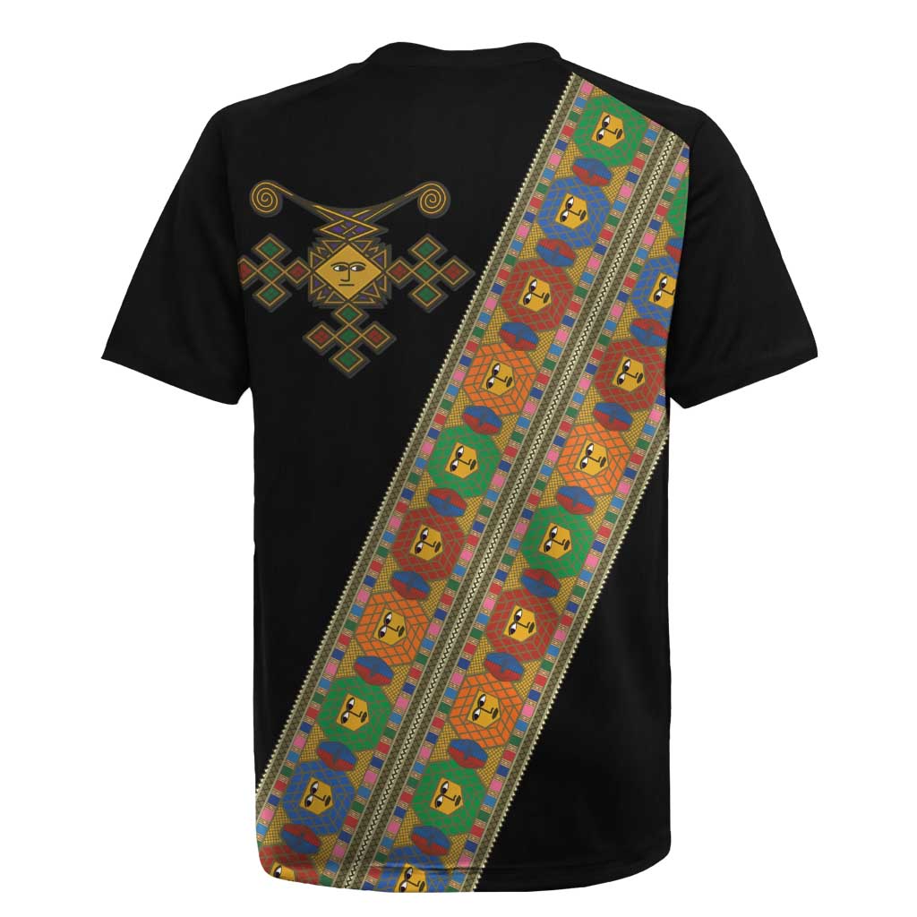 Ethiopia Saba Kemis Sash Style Rugby Jersey Black Color