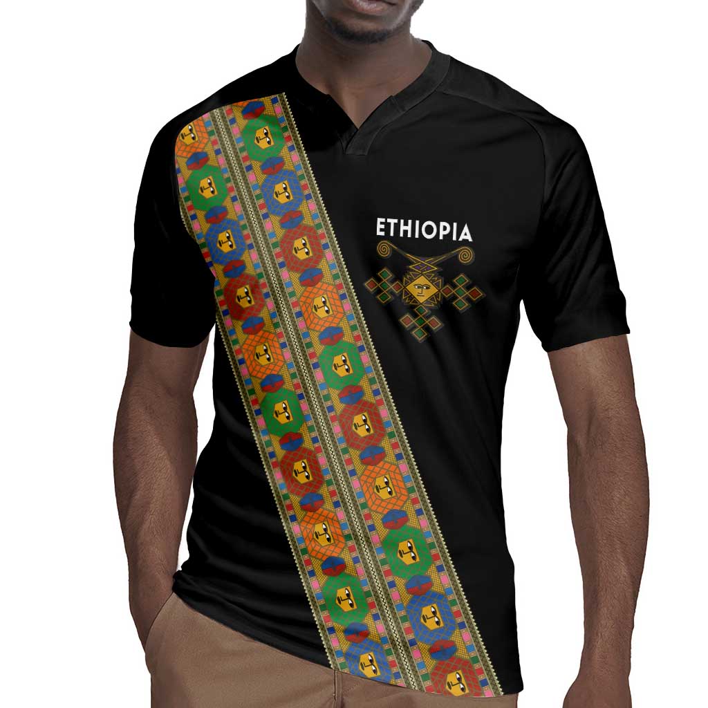 Ethiopia Saba Kemis Sash Style Rugby Jersey Black Color