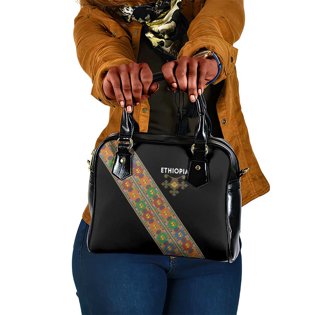 Ethiopia Saba Kemis Sash Style Shoulder Handbag Black Color