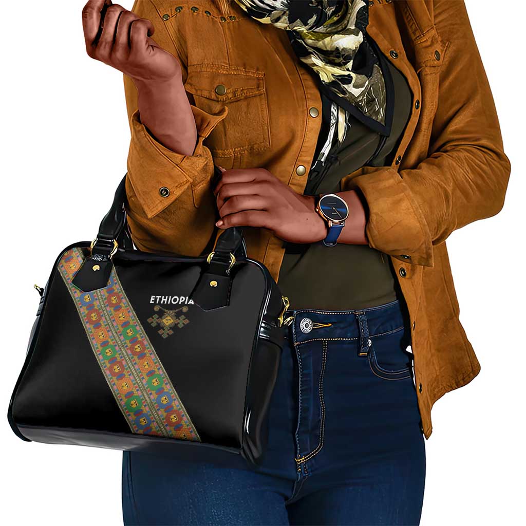 Ethiopia Saba Kemis Sash Style Shoulder Handbag Black Color