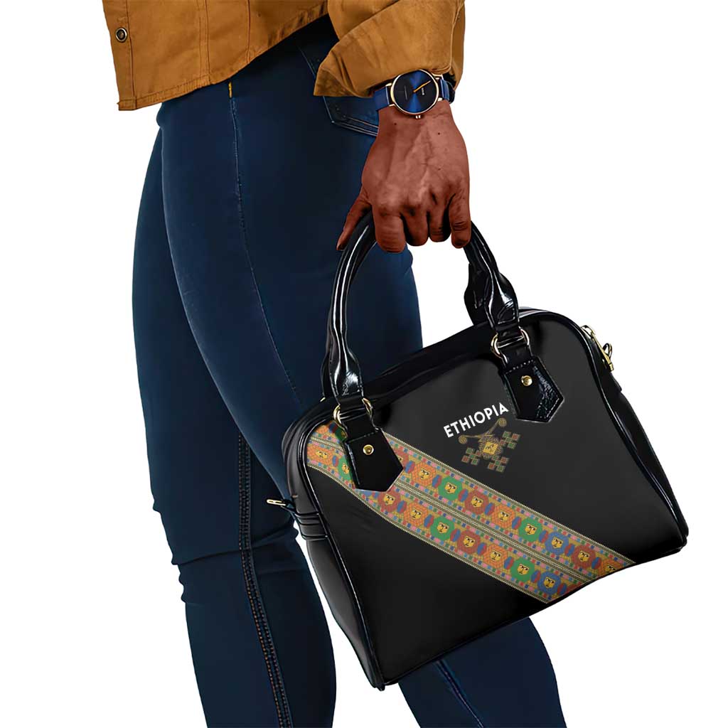 Ethiopia Saba Kemis Sash Style Shoulder Handbag Black Color