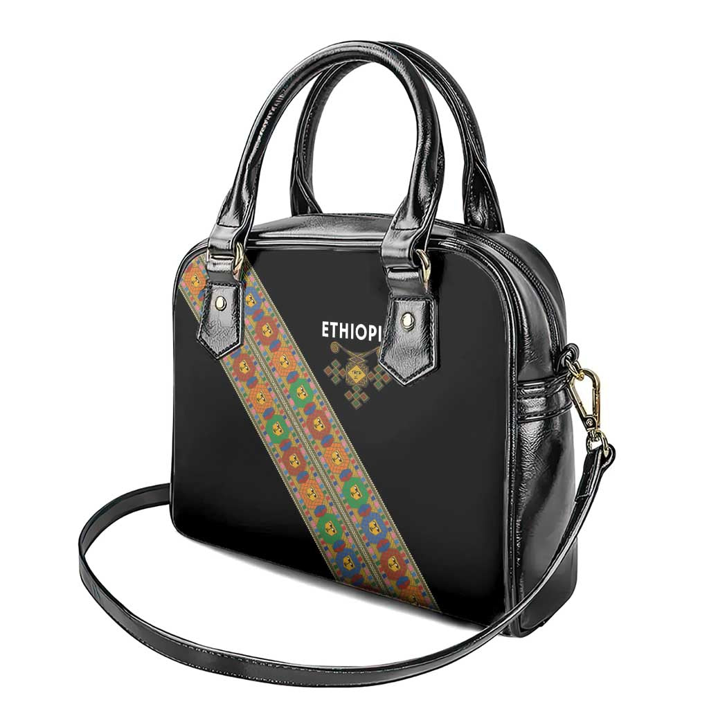 Ethiopia Saba Kemis Sash Style Shoulder Handbag Black Color