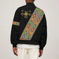Ethiopia Saba Kemis Sash Style Sleeve Zip Bomber Jacket Black Color