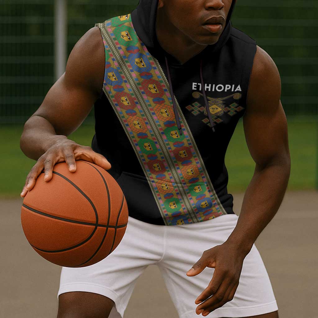 Ethiopia Saba Kemis Sash Style Sleeveless Hoodie Black Color - African Pride