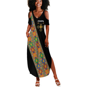 Ethiopia Saba Kemis Sash Style Summer Maxi Dress Black Color