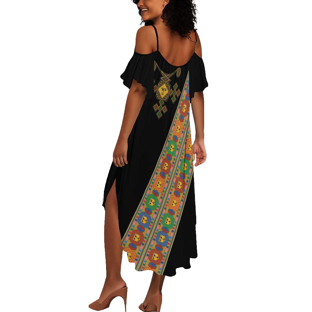 Ethiopia Saba Kemis Sash Style Summer Maxi Dress Black Color
