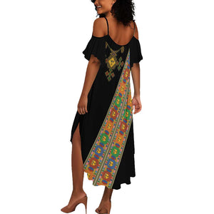 Ethiopia Saba Kemis Sash Style Summer Maxi Dress Black Color